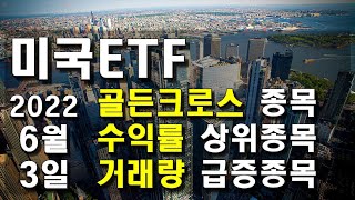 미국ETF 2022년 6월 3일 골든크로스 종목, 수익률 상위종목, 거래량 급증종목