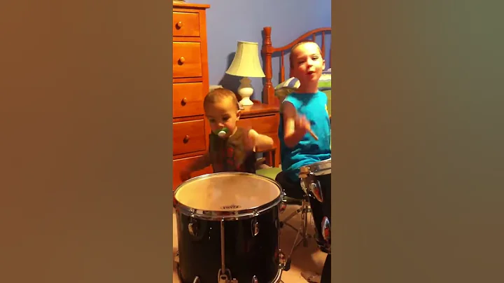 Wyatt and Max On the Drums