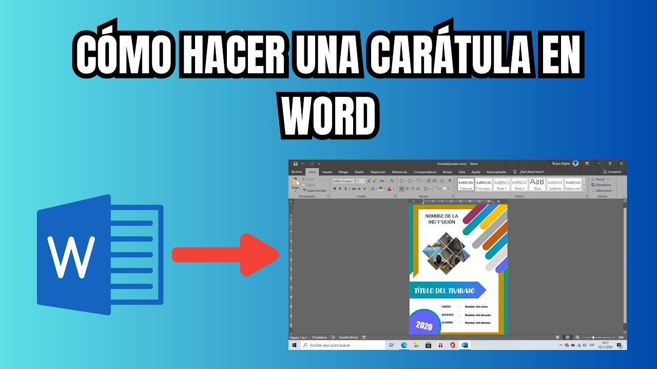 Crear Portadas En Word Cómo hacer una carátula en Word - YouTube