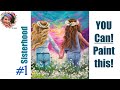 #1 Sisters in Daisies step by step Painting in acrylic Live Streaming | TheArtSherpa