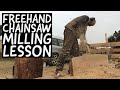 Teaching a beginner how to freehand chainsaw mill - turning a tree into boards