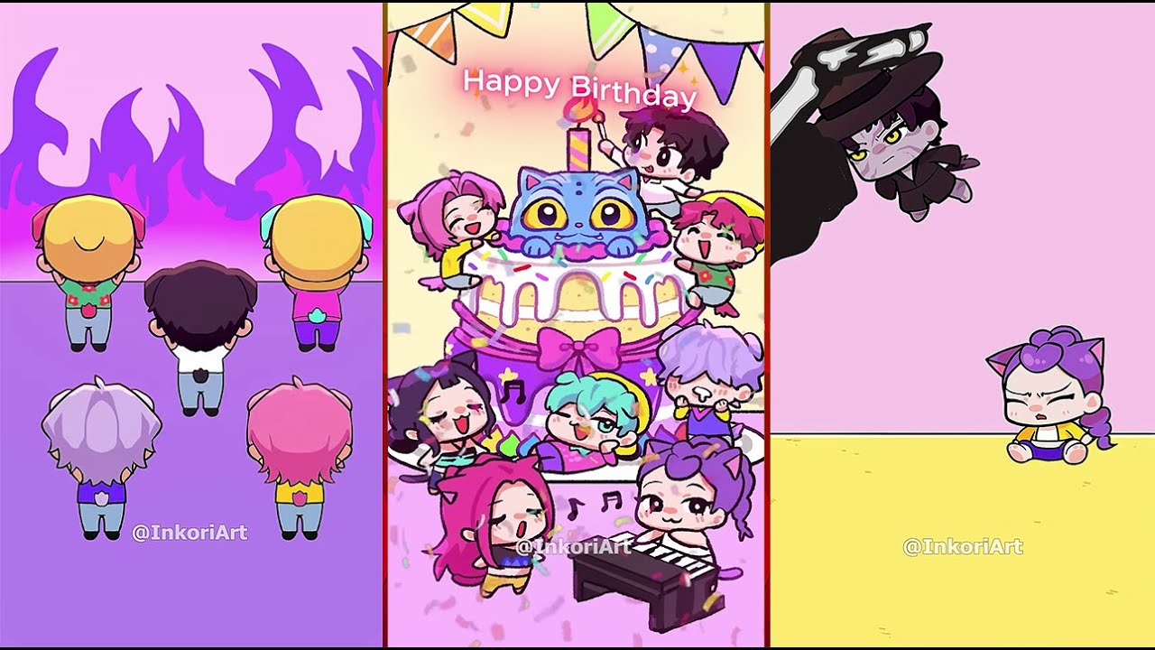 Jinu and Rumi Compilation –Happy Birthday to HUNTR/X KITTENS VS SAJA BOYS PUPPIES |Demon Slayer Kpop