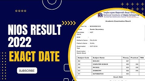 Nios result 2022 october|nios result|nios october exam result date 2022|nios exam result|#niosresult