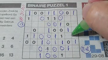 Thursday. Bonus Extra edition. (#9178) Binary01 Sudoku puzzle.  08-29-2024 Extra part 3 of 4
