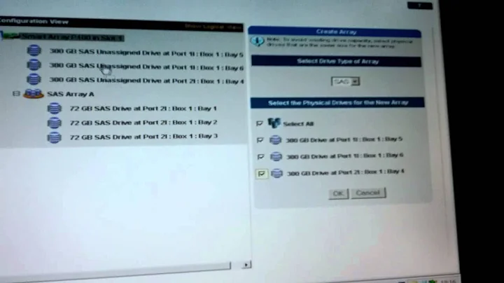 Settup New Array HDD SAS HP Proliant DL380 G5