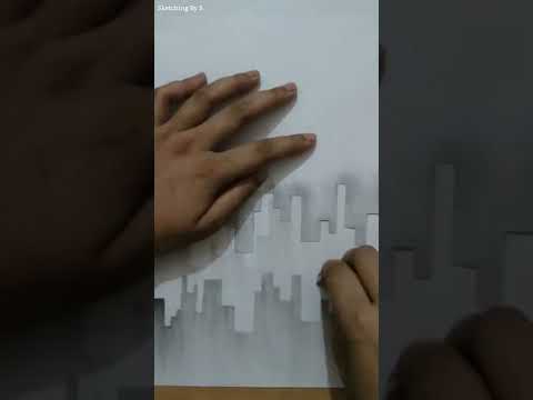 Easy Trick How to Draw Buildings       shorts charcoal drawing