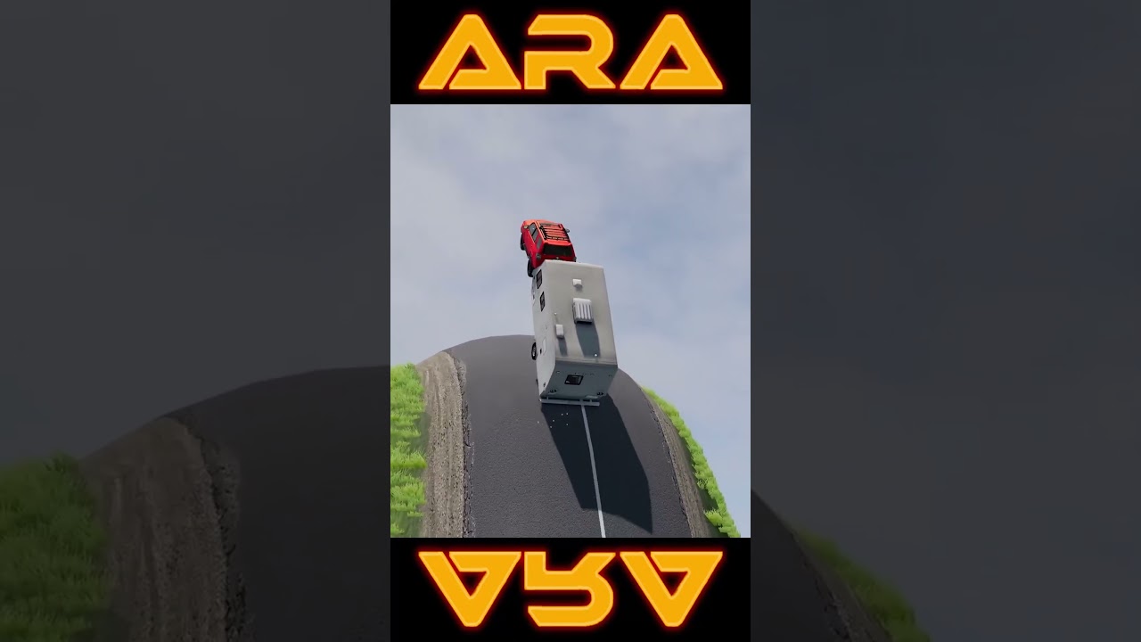 Car vs Giant Slope - BEAMNG DRIVE- Cars Crashs Game