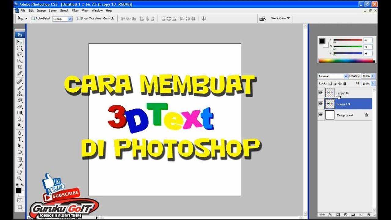 TUTORIAL PHOTOSHOP CARA MEMBUAT TEKS 3D YouTube