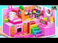 Make Cutest Pink Bunny and Hello Kitty House with Bunk Bed from Cardboard | DIY Miniature House #50