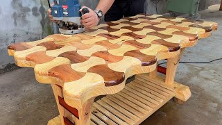 Video Tutorial To build A Table With Amazing Curves Will Make You Satisfied || Skillful Woodworking