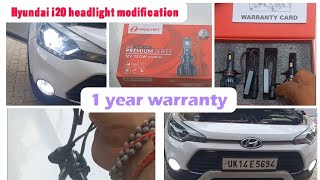 Hyundai i20 headlight modification 1 year warranty headlight LED bulb #hyundai #car #modified