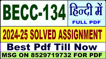BECC 134 solved assignment 2024-25 || becc 134 solved assignment 2025 in Hindi || ignou becc134 2025