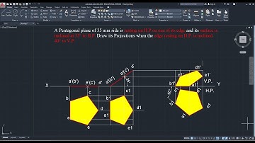 Pentagonal Plane Inclined to both the Planes - 1 #AutoCAD #Drawing #Orthographic #Projections