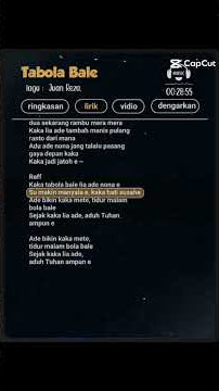 Lirik lagu Tabola Bale ||LAGU:JUAN REZA|| #tabolabale #juanreza #liriklagu #fyppp #music