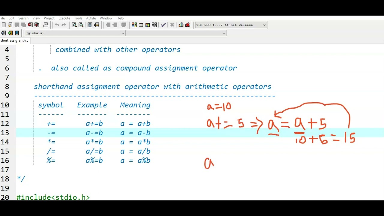 a 118 shorthand assignment operator