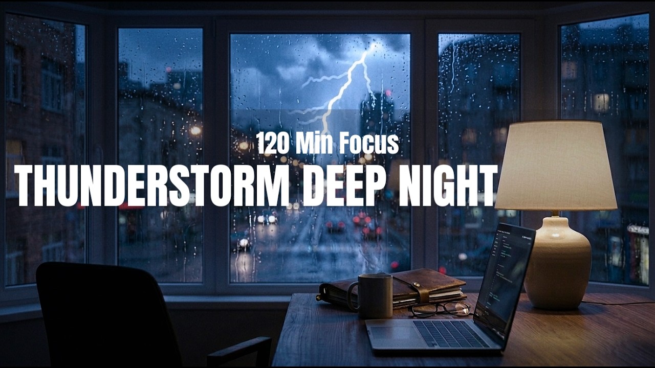 【THUNDERSTORM DEEP NIGHT】 ☕ Soft Jazz for 【Deep Focus】 | After Work ...