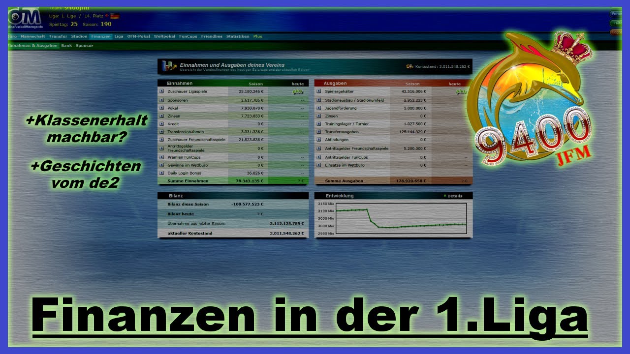 Lets play OFM - Kostendeckend in der 1.Liga spielen auch ohne Trading?