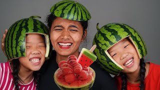 수박 모자 Watermelon Helmet shaved ice Mukbang TwinRoozi 조안나 Sister 쌍둥이루지 먹방