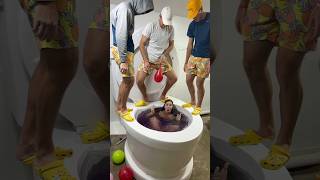 Weird Triplets Scared Me With Balloon Prank Trick In Worlds Largest Toilet #Shorts