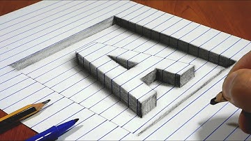 How to Draw Letter A, 3D Drawing Trick Art On Line Paper