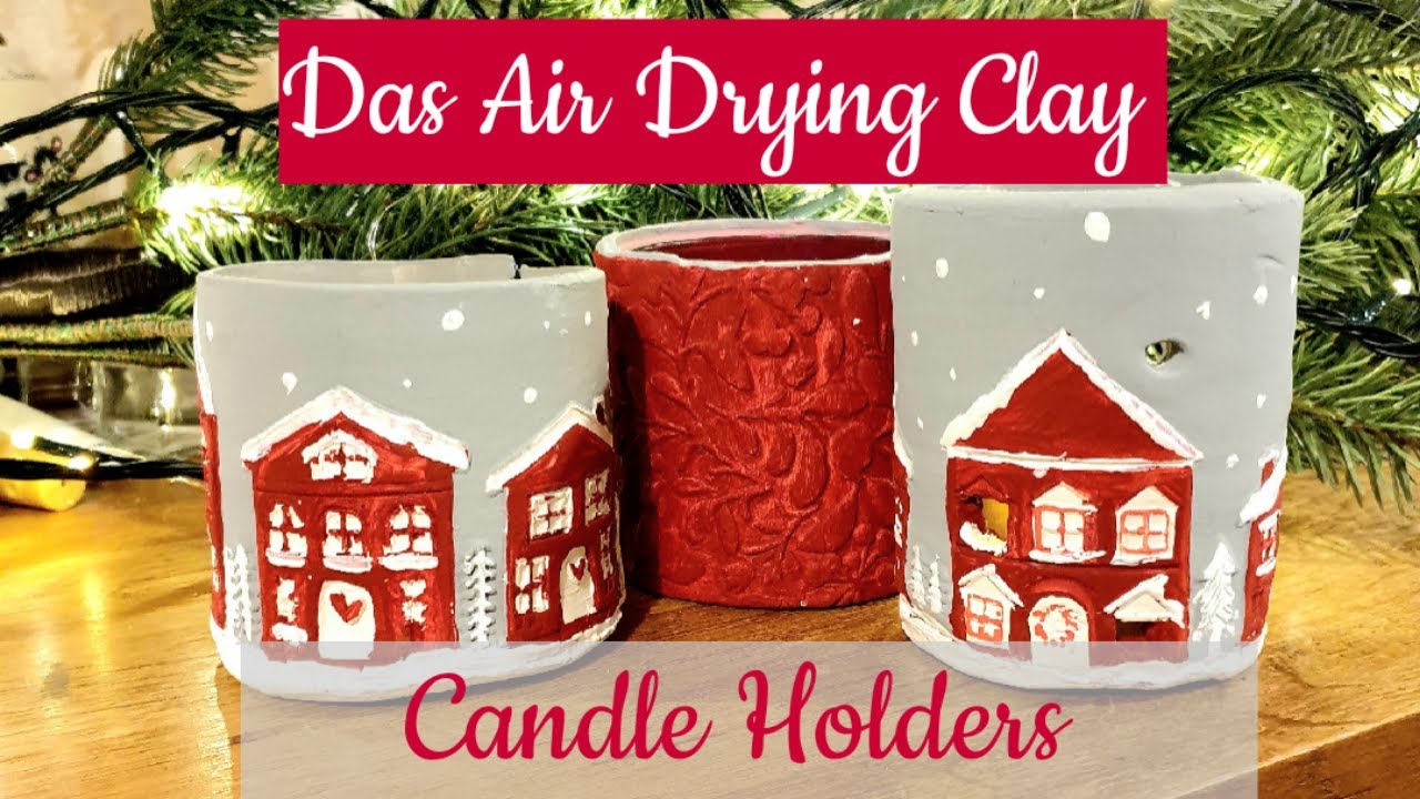 EMBOSSED Air Dry Clay Candle Holders YouTube