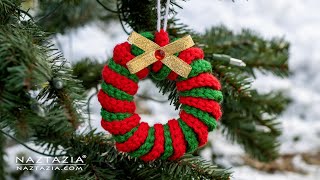 How to CROCHET Curly Wreath Ornament Pattern  Fast and Easy Christmas Gifts by Naztazia