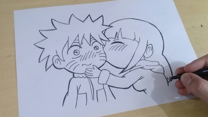Desenhando Naruto & Hinata Se Beijando, How to Draw 