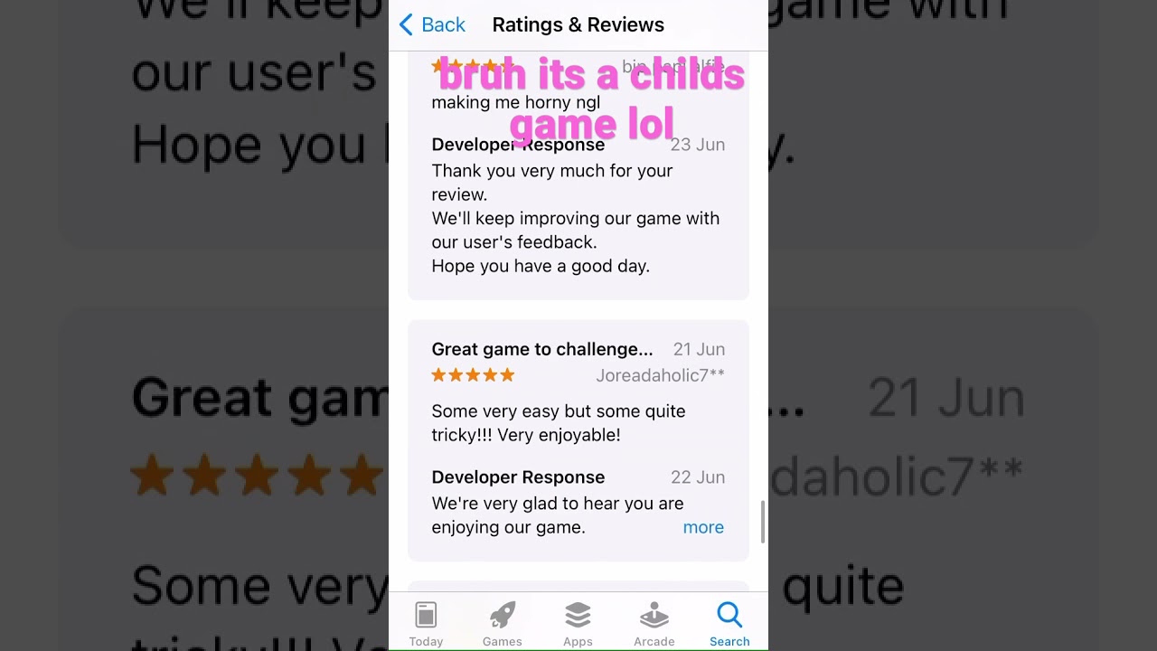 App reviews and developer responses at 