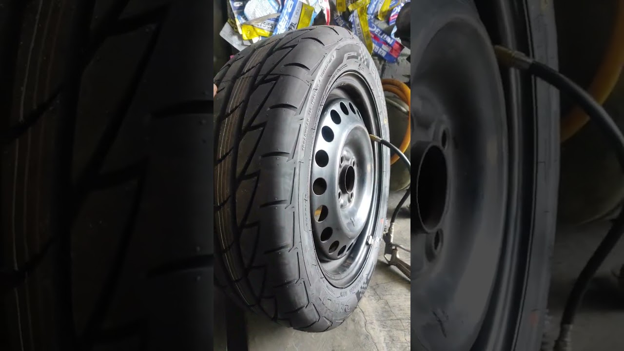 bentuk ban delium evoraze 195/50 terpasang dilebar 5,5 inc hasilnya cakep