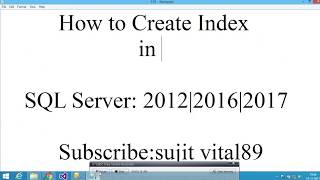 How to create  index in sql server