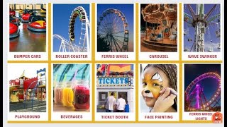 Flash cards - Carnival Vocabulary words in English for kids #kidslearning #kidseducation #carnival
