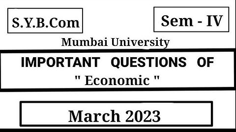 Most Important questions of Business Economics -4 | SYBCom Sem -4 | Mumbai University
