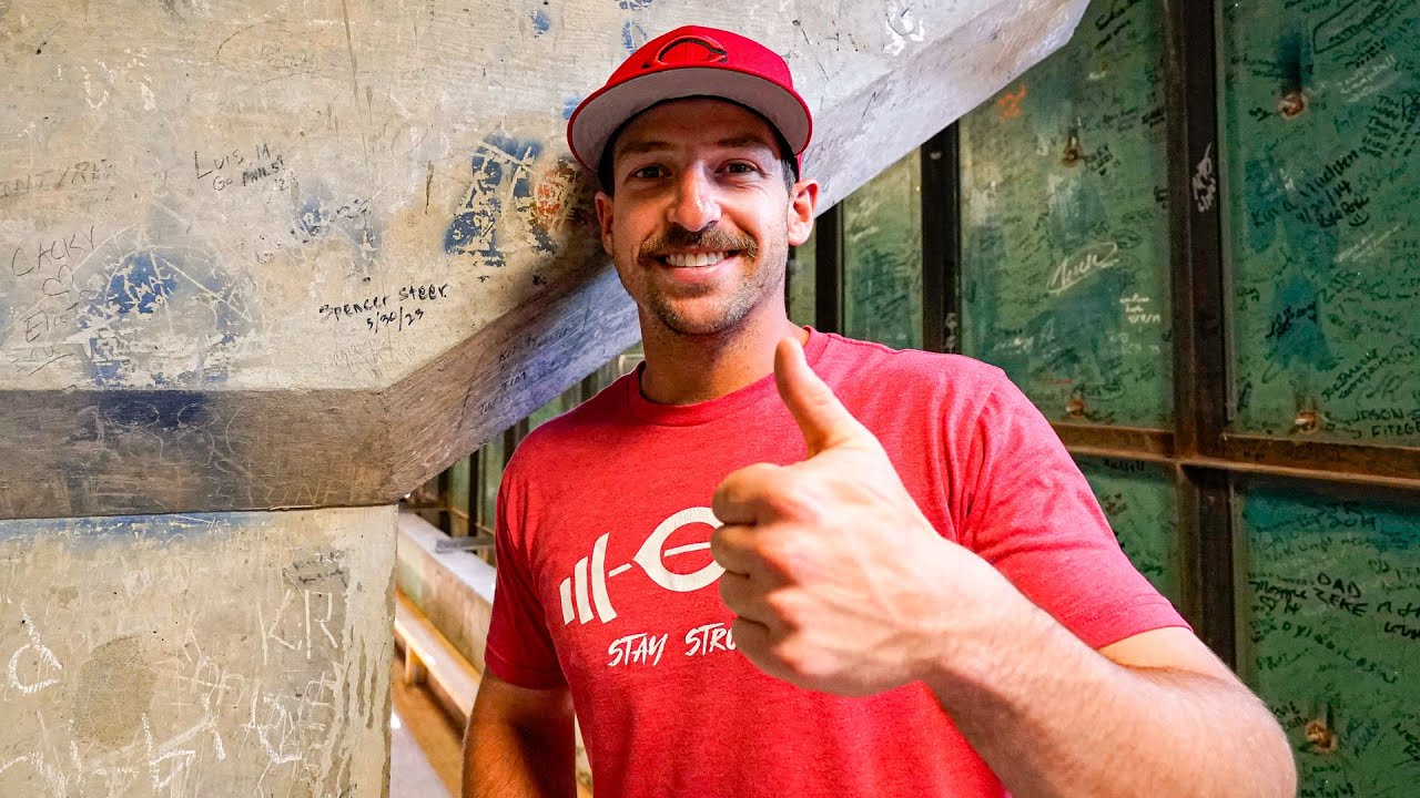 Reds players go inside the Green Monster at Fenway Park 