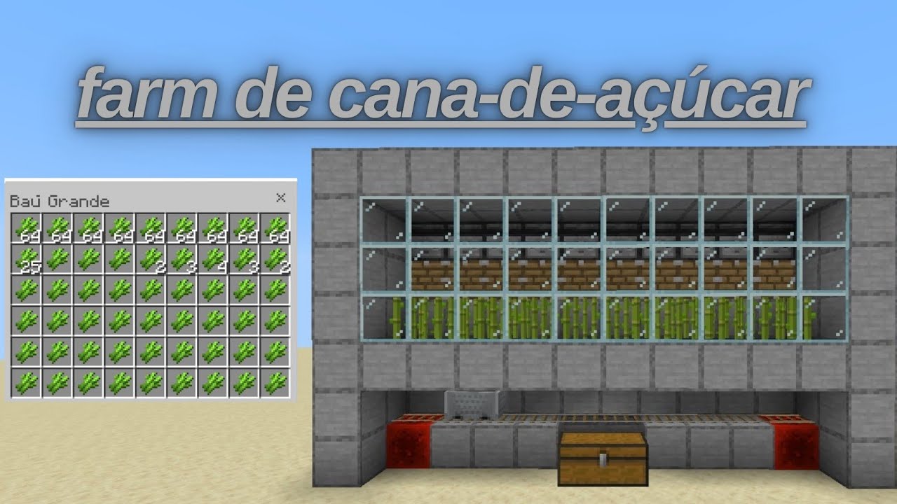 farm de cana de açúcar fácil | Minecraft bedrock e Java 1.21.100 - YouTube