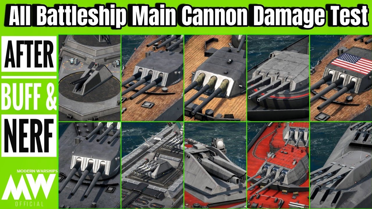 After Rebalance All Battleship Main Cannon Damage Test 🔥- Modern Warships 