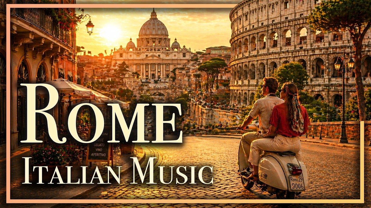 Rome, Italy 4K 🇮🇹 Scenic Film with Relaxing Italian Music | Ancient City, Colosseum & Sunset Vie
