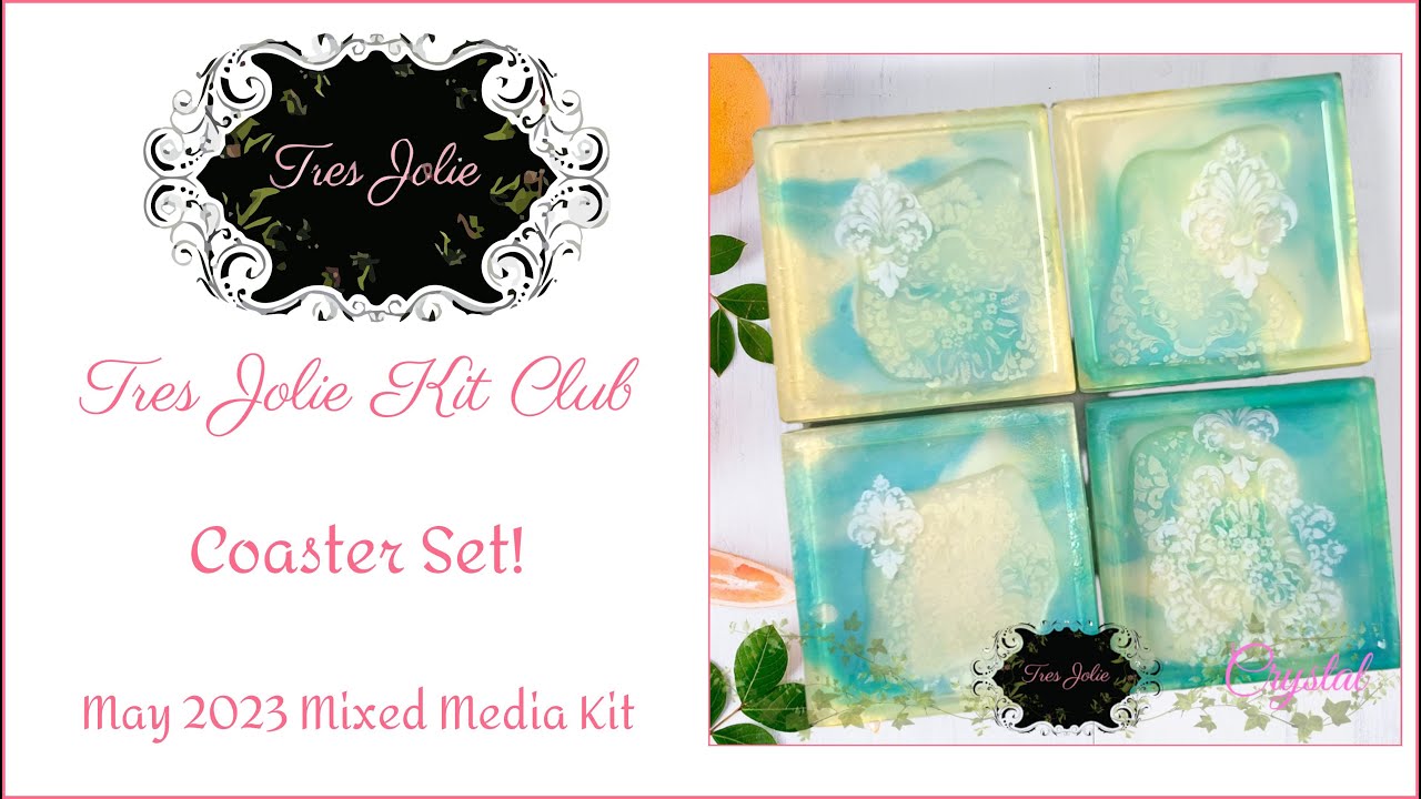 Tres Jolie Kit Club - Coaster Set! - May 2023 Mixed Media Kit - YouTube