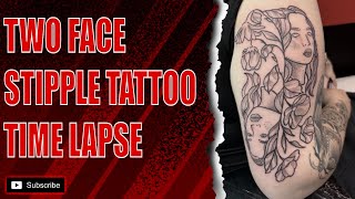 Two Face Stipple Tattoo Time Lapse