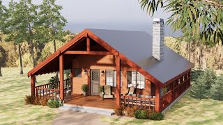 26'x36' (8x11m) Chic Retreat | Small House Design