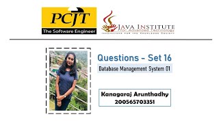 Question Set 16 | Database Management System | Java Institute | Kanagaraj Arunthadhy