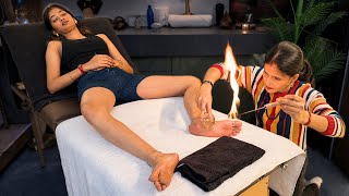 Watch Your Stress Fade Away | Calf & Foot  Massage & Fire Cupping Therapy with Cosmic Lady ASMR 