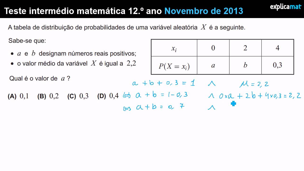 Distribuicao Probabilidades Matematica 12 º Ano Youtube
