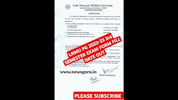 LNMU PG 2023-25 3rd SEMESTER EXAM FORM FILL DATE OUT #exam #form #view