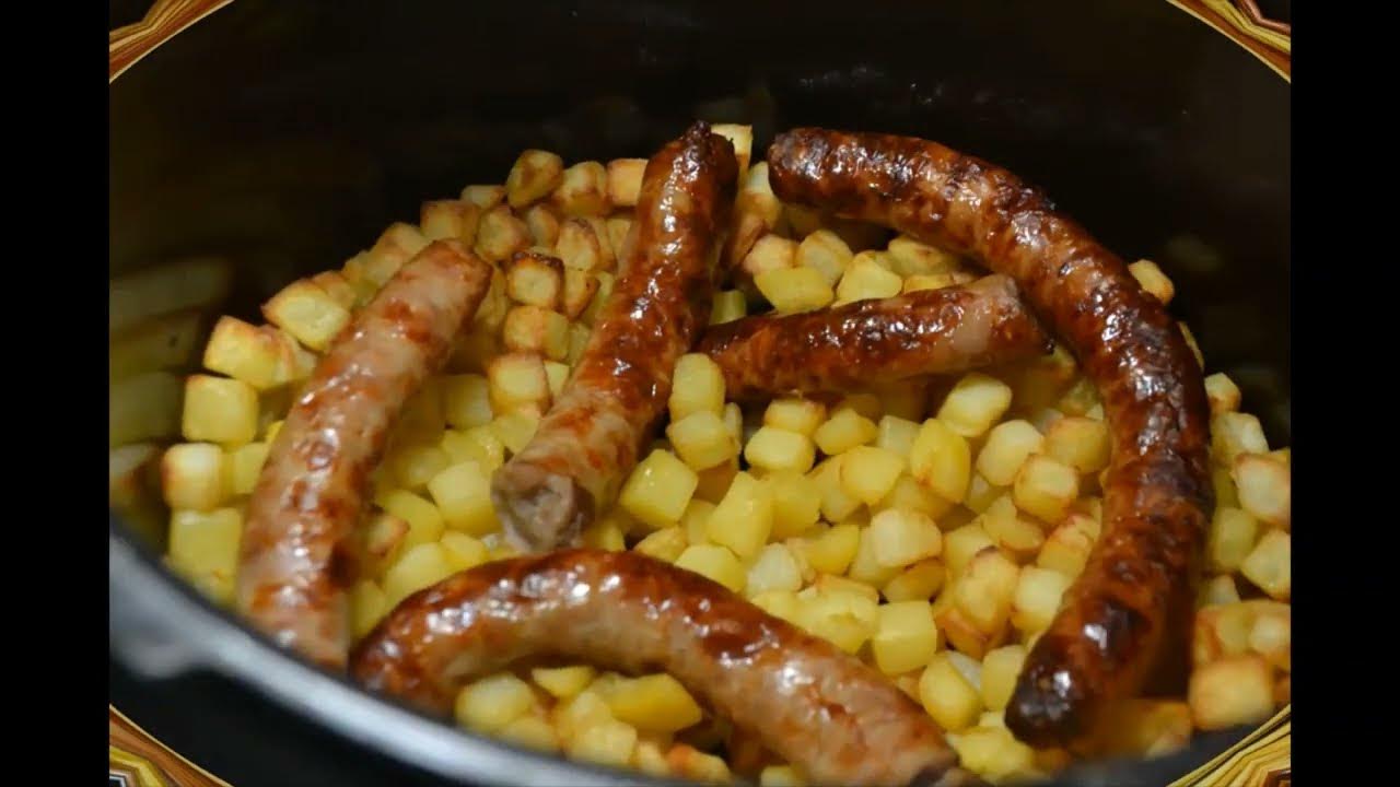 Pomme De Terre Saucisse Crème Fraîche Cookeo Saucisses pommes de terre rissolées extra crisp cookeo - YouTube