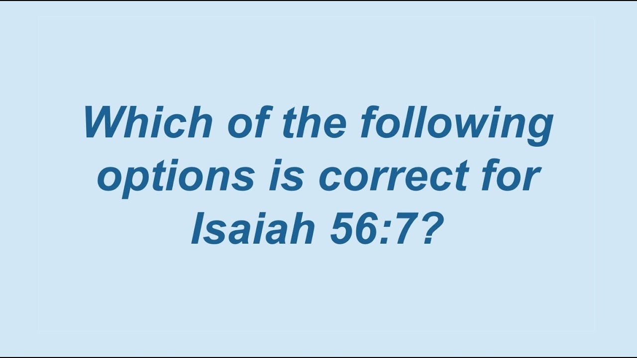 Bible Literacy Quiz Isaiah 56_7 02/07/25 - YouTube