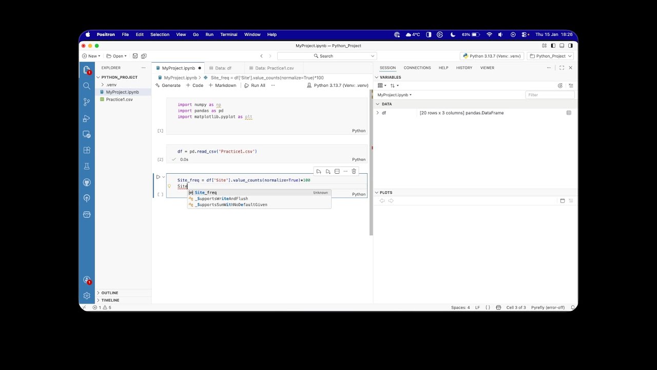 Using Positron for Data Analysis with Python