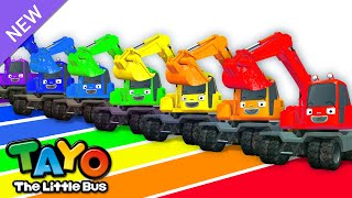 Colorful Rainbow Fountain⛲ | Learn Colors | Color Song for Kids | Excavator | Tayo the Little Bus