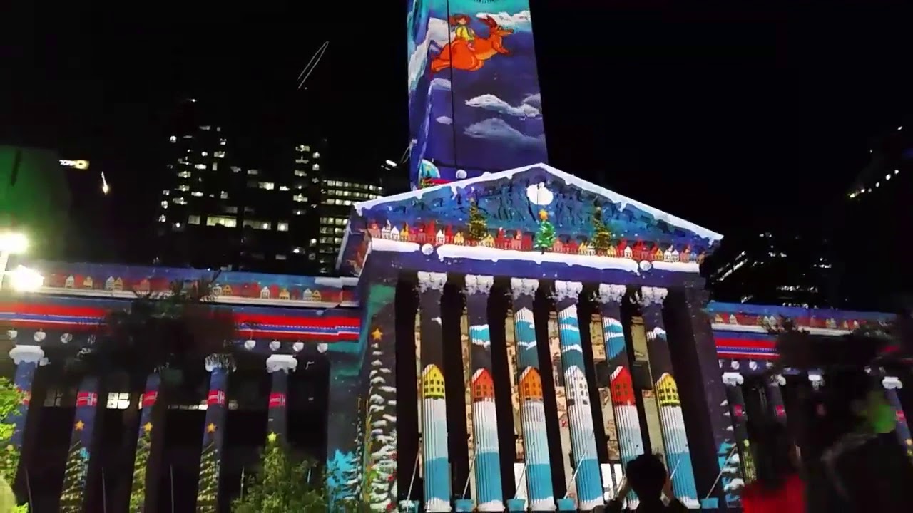 Brisbane city hall Christmas light decor YouTube