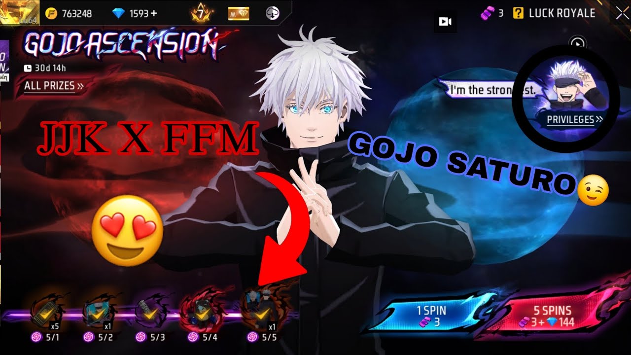 JJK X FFM😍. NEW GOJO SATURO'S BUNDLE ONLY IN 2000 DIAMONDS 💎 ✨️. MUST WATCH ⌚️