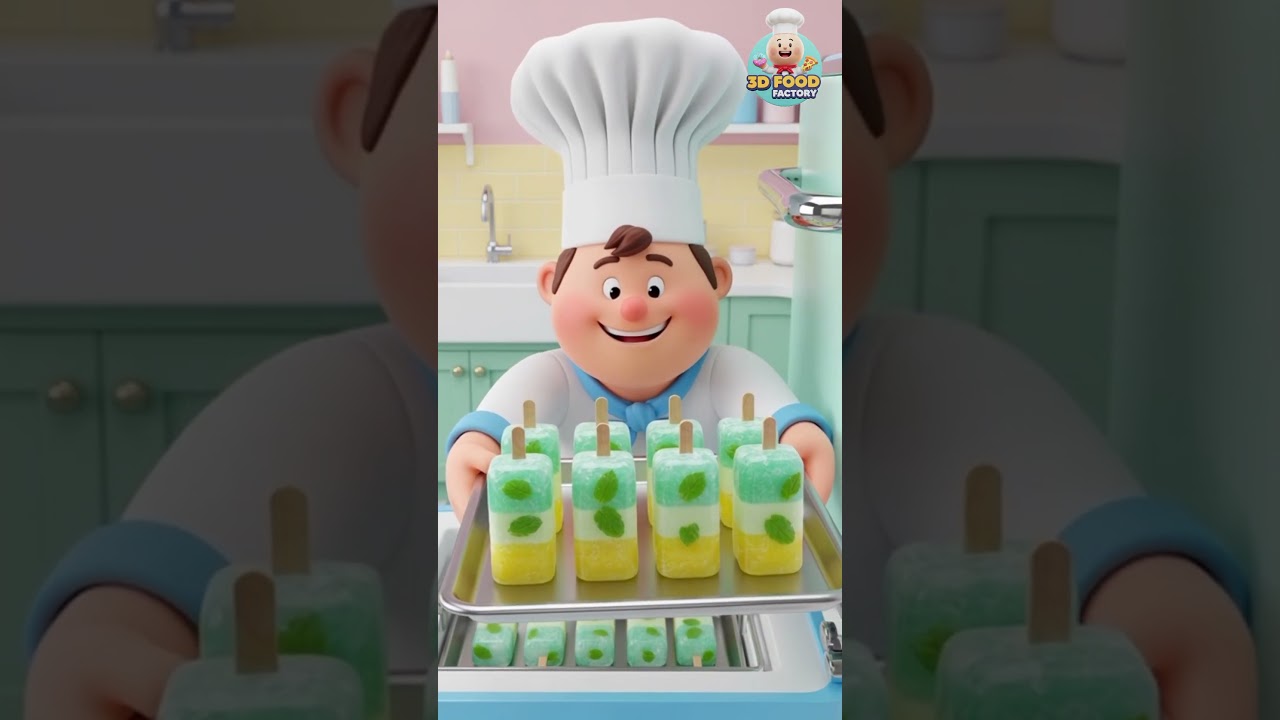 3D Cartoon Mint Lemon Ice Pops – Cool & Refreshing!